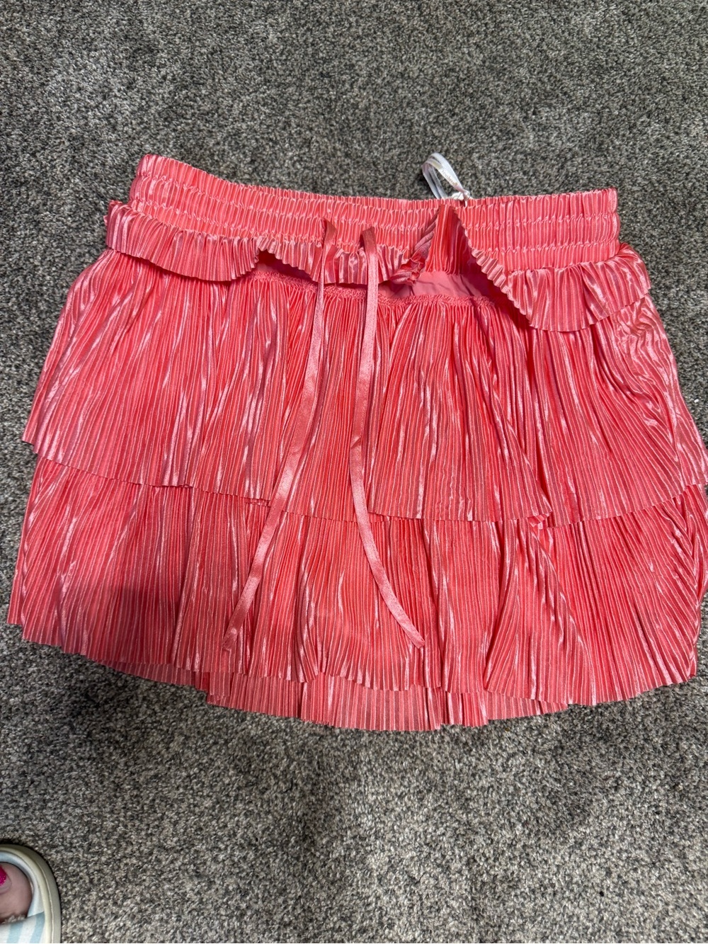 Simply Southern Coral Pink Pleated Tiered Mini Skirt with built in shorts